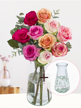 Rozenboeket Lisa + gratis glasvaas