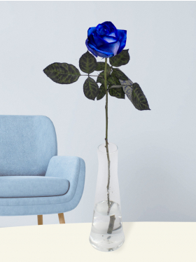 Blauwe roos, inclusief vaasje