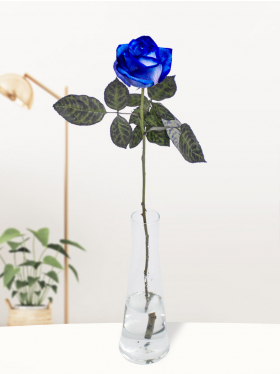 Blauwe roos, inclusief vaasje