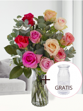 Moederdag boeket met eucalyptus + gratis vaas