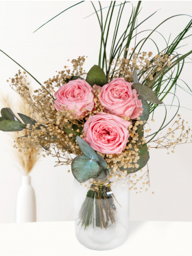 Roze long life boeket - 30 cm