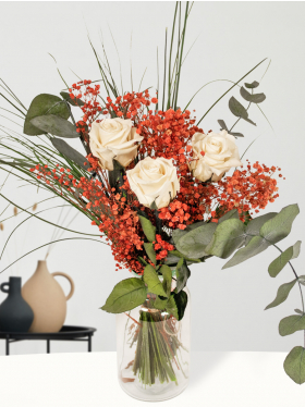 Wit-rood long life boeket - 30 cm