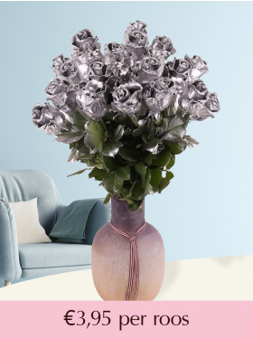 Zilverkleurige waxrozen - Kies je aantal - 10 t/m 99 rozen