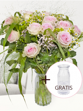 Zomerboeket roze rozen