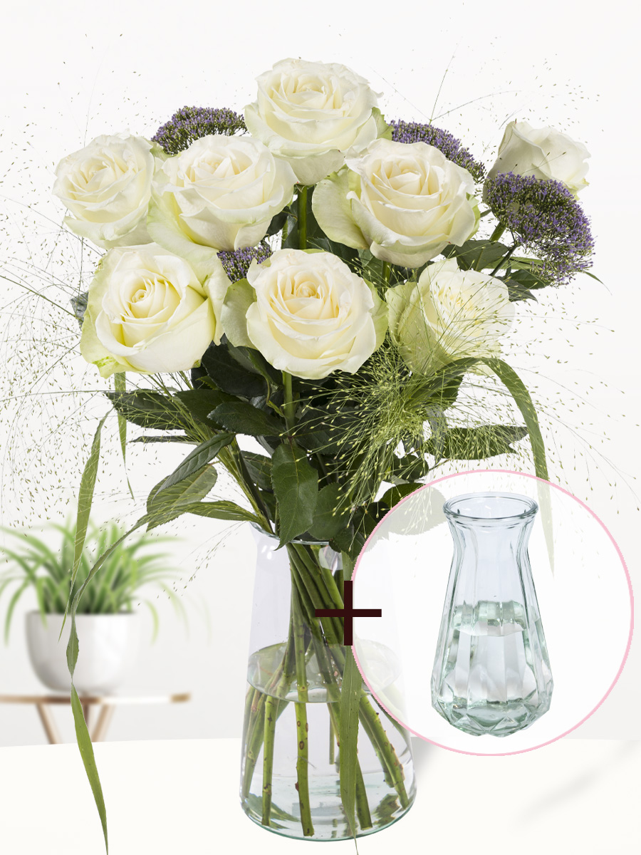 Geboorteboeket blauw + gratis glasvaas Evita afbeelding