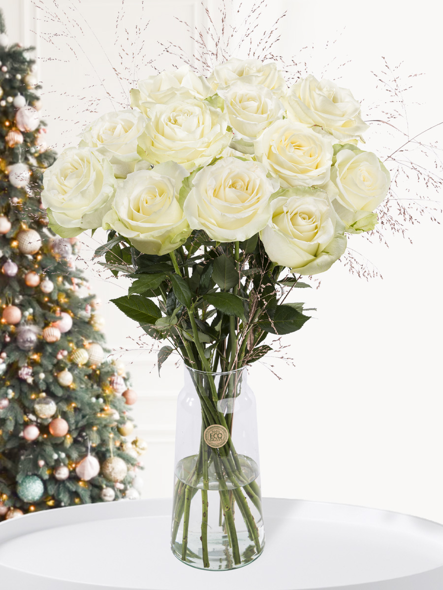 Kerstboeket wit-goud afbeelding 1