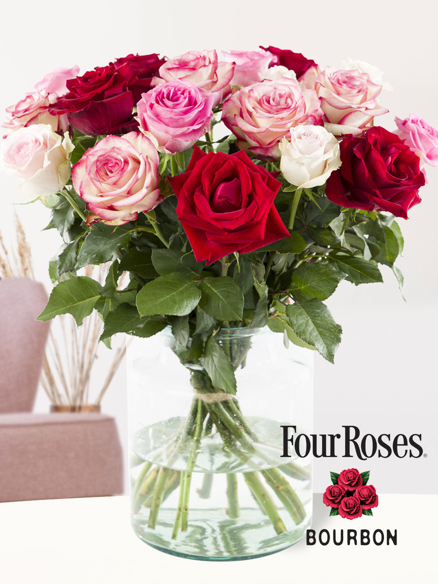 Rozenboeket roze-rood afbeelding