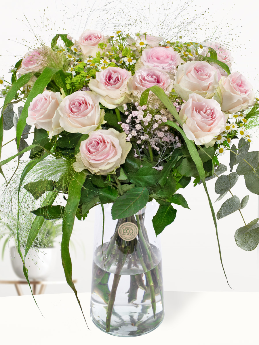 Surprose Zomerboeket roze rozen met kamille