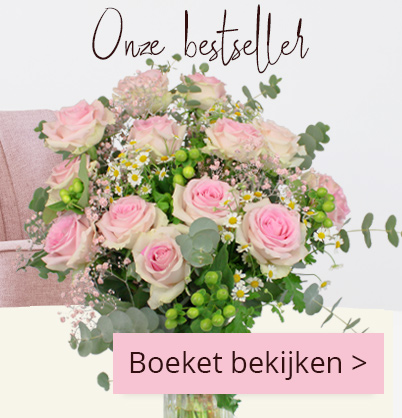 Winterboeket roze rozen + gratis vaas
