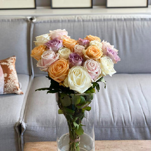 Klantfoto: Pastel rozen in hartvorm