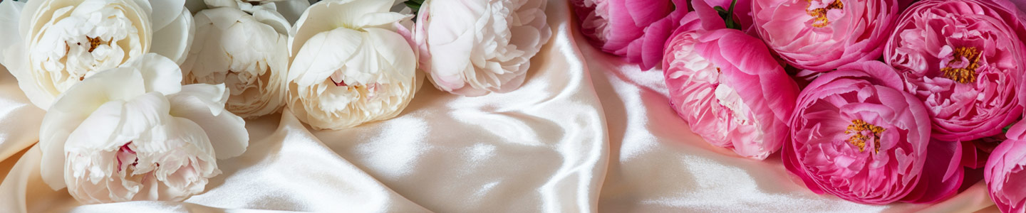 Witte en roze pioenrozen