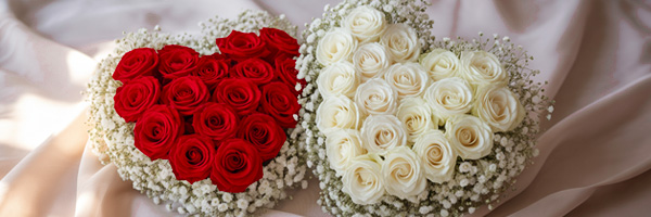 Hartvormige boeketten met gipskruid