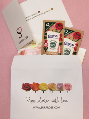 Kaart bij je rozen Wenskaart bij je rozen